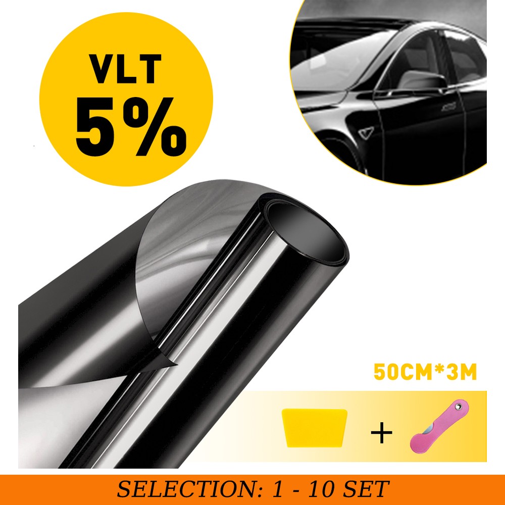 1-10 5% VLT Tint Roll 20″x10ft Window Film Car Home Office Heat Insulation Uncut