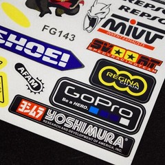 32pc 12″x10″ Reflective Sticker Decal Sheet – Motocross Dirt Bike Sponsors Logos