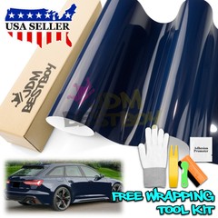 High Gloss Midnight Blue Car Vinyl Wrap Sticker Decal Sheet Film DIY Air Release