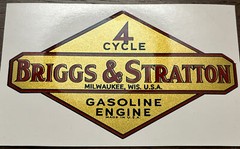 Briggs & Stratton old repro 1946-47 No Patent No. First Gasoline Engine Decal 1