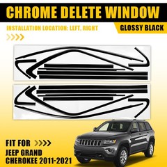 1-10Set Chrome Delete Blackout Window Trim for Jeep Grand Cherokee 11-21 Glossy