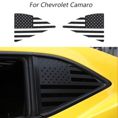 Rear Quarter Window US Flag Sticker Decal Trim For Camaro 2010-2015 Carbon Fiber