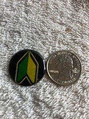 Traditional Wakaba Leaf Yellow Green Black Shift Knob Sticker Emblem