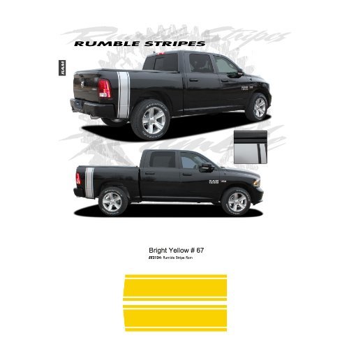 “Rumble Stripes” w/ Ram Head Dodge RAM 2009 up Graphic Kit – Bright Yellow