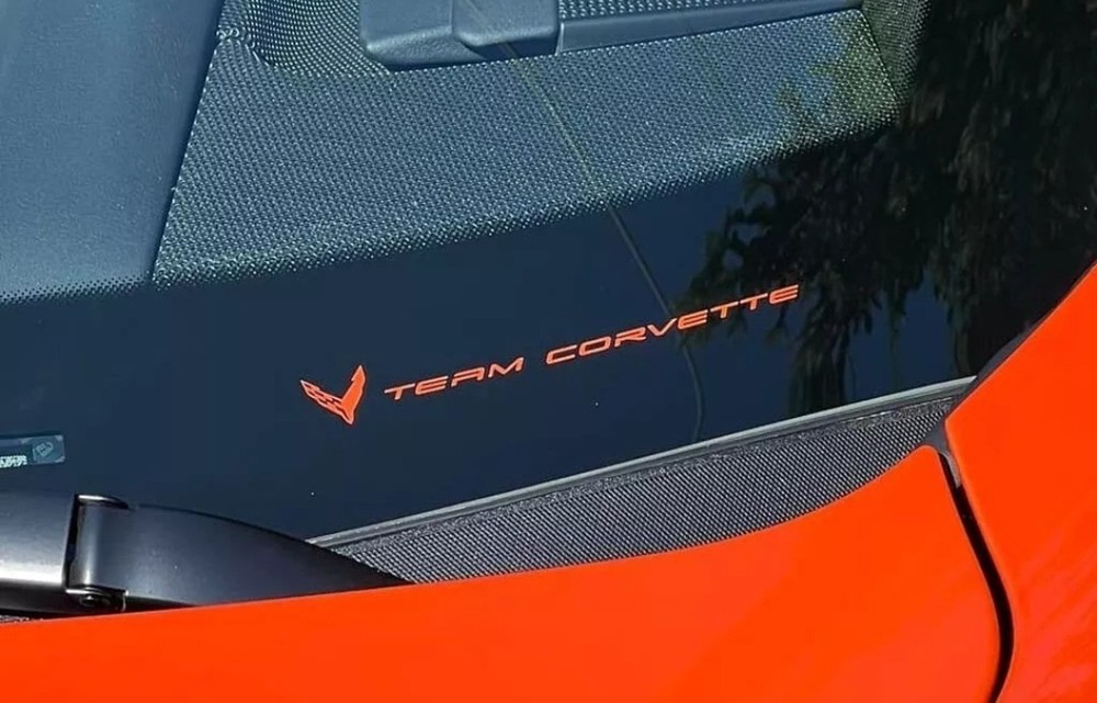 C8 Corvette SEBRING ORANGE ‘TEAM CORVETTE’ PLAIN BLANK VINYL INSERT 2″ x 7″