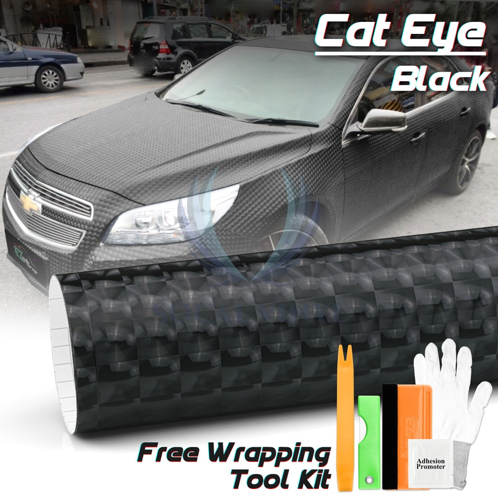 Premium Cat Eye Black Semi Gloss Vinyl Wrap Decal Film Decoration Sticker DIY