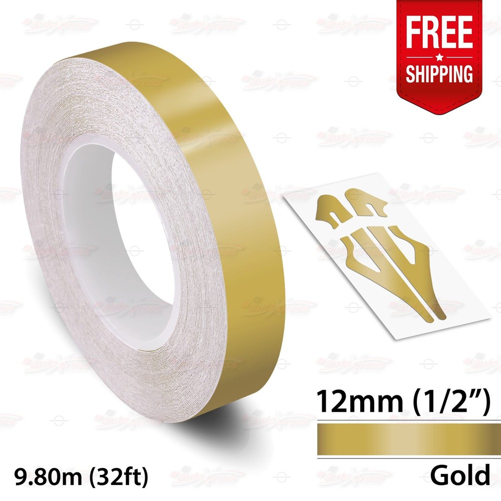 GOLD 1/2″ 12mm Roll PIN STRIPE Car Striping Trim Line TAPE Decal Vinyl Sticker
