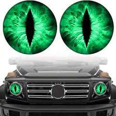 Beast Eyes Headlight Decals Round 3D Stereo Eyes Headlight Decal Stickers Green