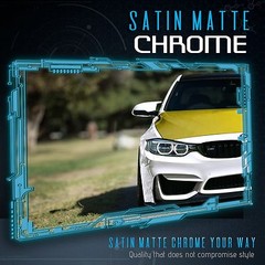 Satin Matte Chrome Metallic Vinyl Wrap Sticker Bubble Free Air Release Big Cuts