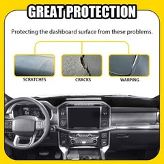 Black Dash Cover Mat for Ford F150 2021 2022 2023 24 25 Dashboard Protector 1-5X