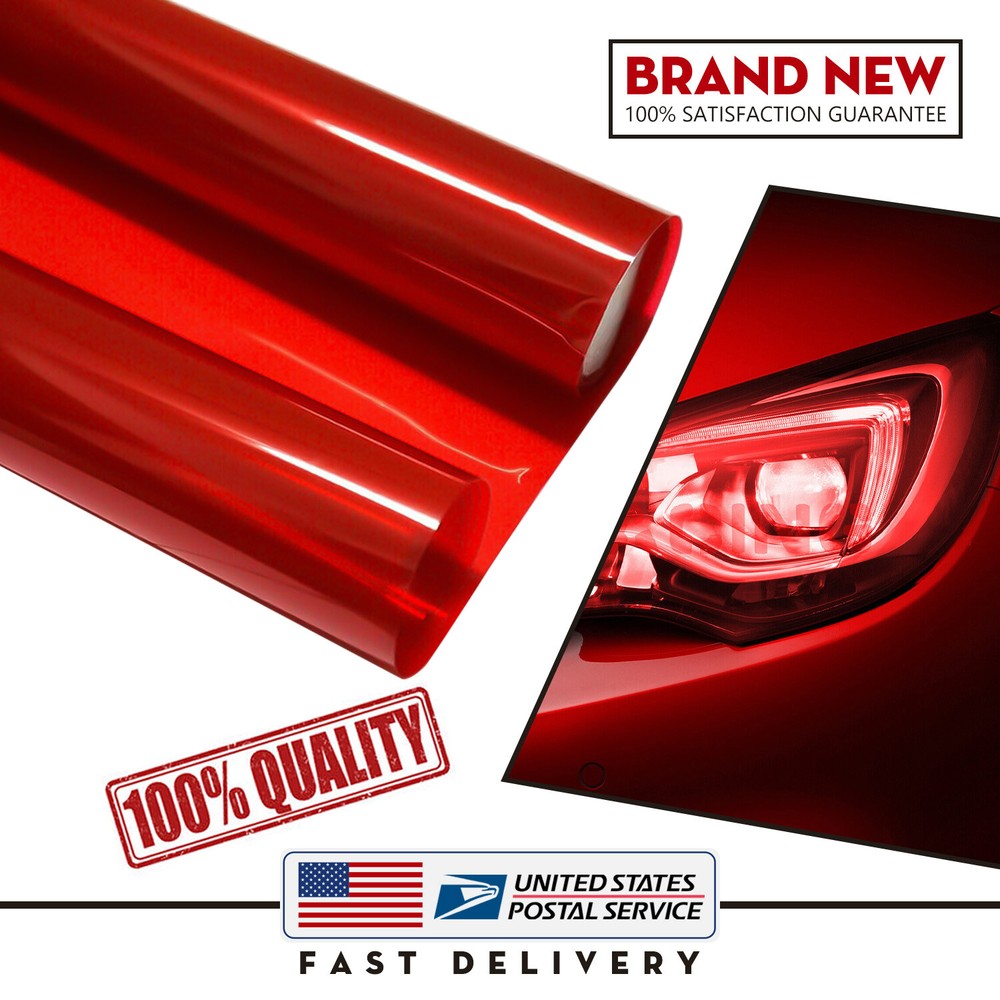 Premium Gloss Red Clear Light Tint Film Fog Tail Headlight Taillight Cover Roll