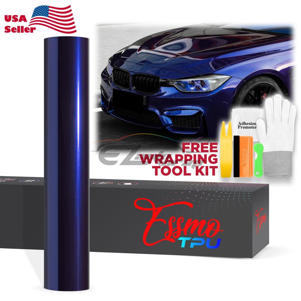 Gloss Metallic Royal Indigo Blue PPF Paint Protection Film Dry Wet Vinyl Wrap