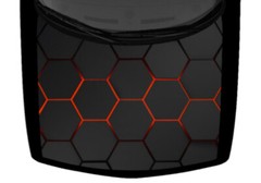 Hexagon Mosaic Black and Red Truck Vinyl Car Hood Wrap Graphic Decal 58″ x 65″