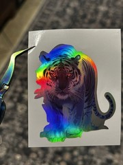 BLUE TIGER Multicolor LED Holographic Rainbow Metallic 3” Vinyl Decal Sticker