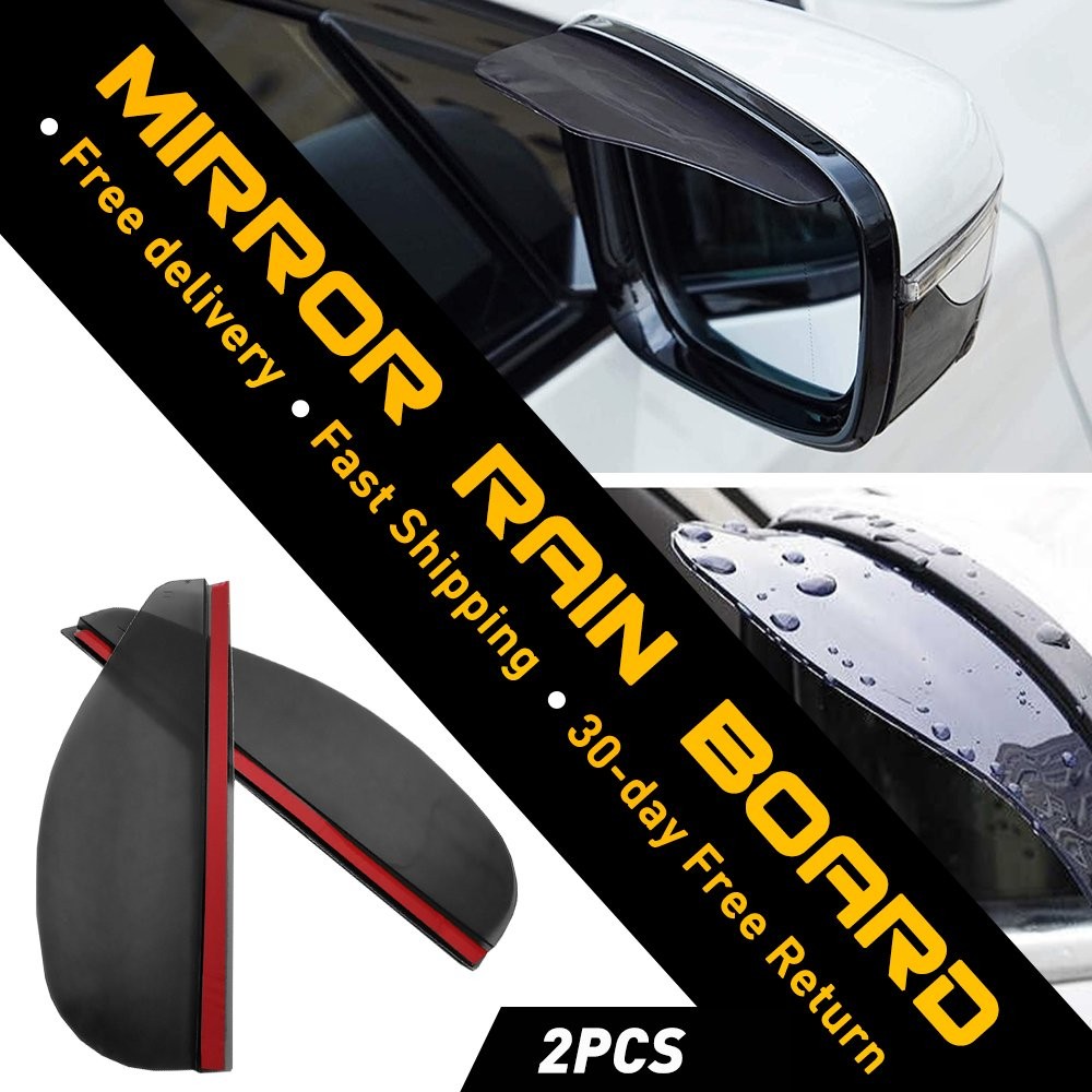 2/4X Rear Rain Mirror View Board Eyebrow Sun Guard Visor Car Accessories Black S
