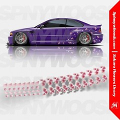 Sakura Flowers Vinyl Car Livery | JDM Cherry Blossom Decals for Miata, Civic