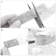 90cm Silver White Rhinestone Diamond Crystal Bling Decor Sticker Car Accessories