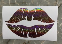 Kiss Lips Pink Car Decal Holographic Permanent Vinyl 5×3” Sparkle Color Changing