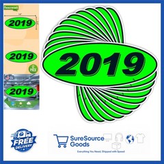 Chartreuse Green Black 2019 Oval Model Stickers for Windshield 12 Pack