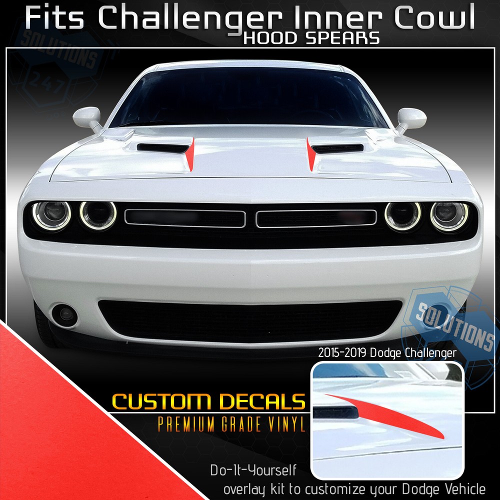 For 2015-2018 Dodge Challenger Inner Cowl Hood Spears Stripes Decal – Flat Matte