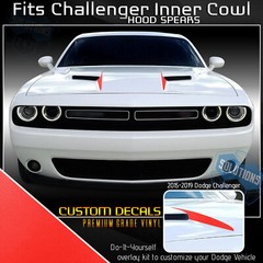 For 2015-2018 Dodge Challenger Inner Cowl Hood Spears Stripes Decal – Flat Matte