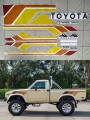 VINTAGE STYLE RETRO VINYL GRAPHICS STICKER SET TOYOTA PICKUP RED-ORANGE-YELLOW