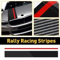 Universal Car Front Hood Rally Racing Stripes 5D Carbon Fiber Decal Wrap Sticker
