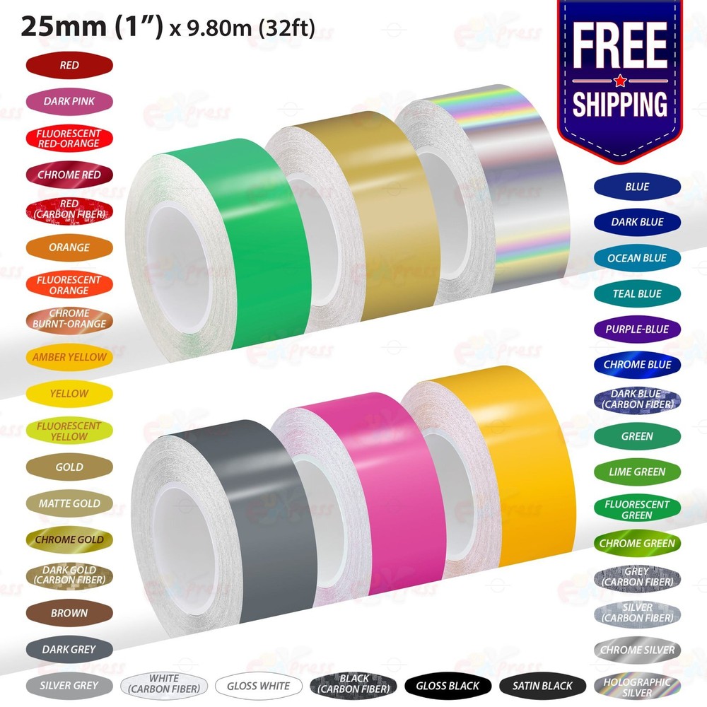 1″ 1.5″ 2″ 3″ 4″ 6″ 8″ Vinyl Stickers Adhesive TAPE Pin Stripe Car Truck Decals