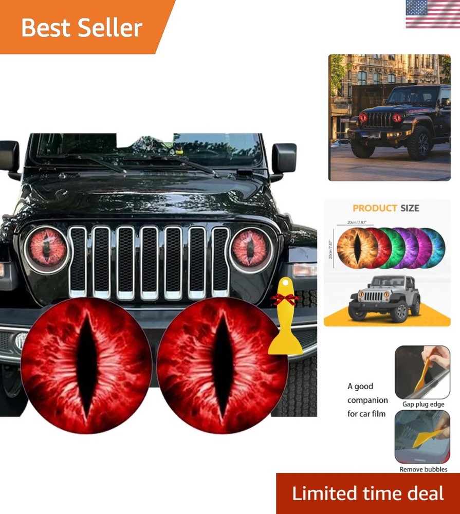 Scratch Resistant Beast Eyes Headlight Decals – Vibrant 3D Design for Vehicles