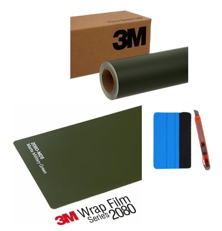 3M 2080 M26 2″ x 25′ Matte Military Green Vinyl Vehicle Car Truck ATV Wrap Roll