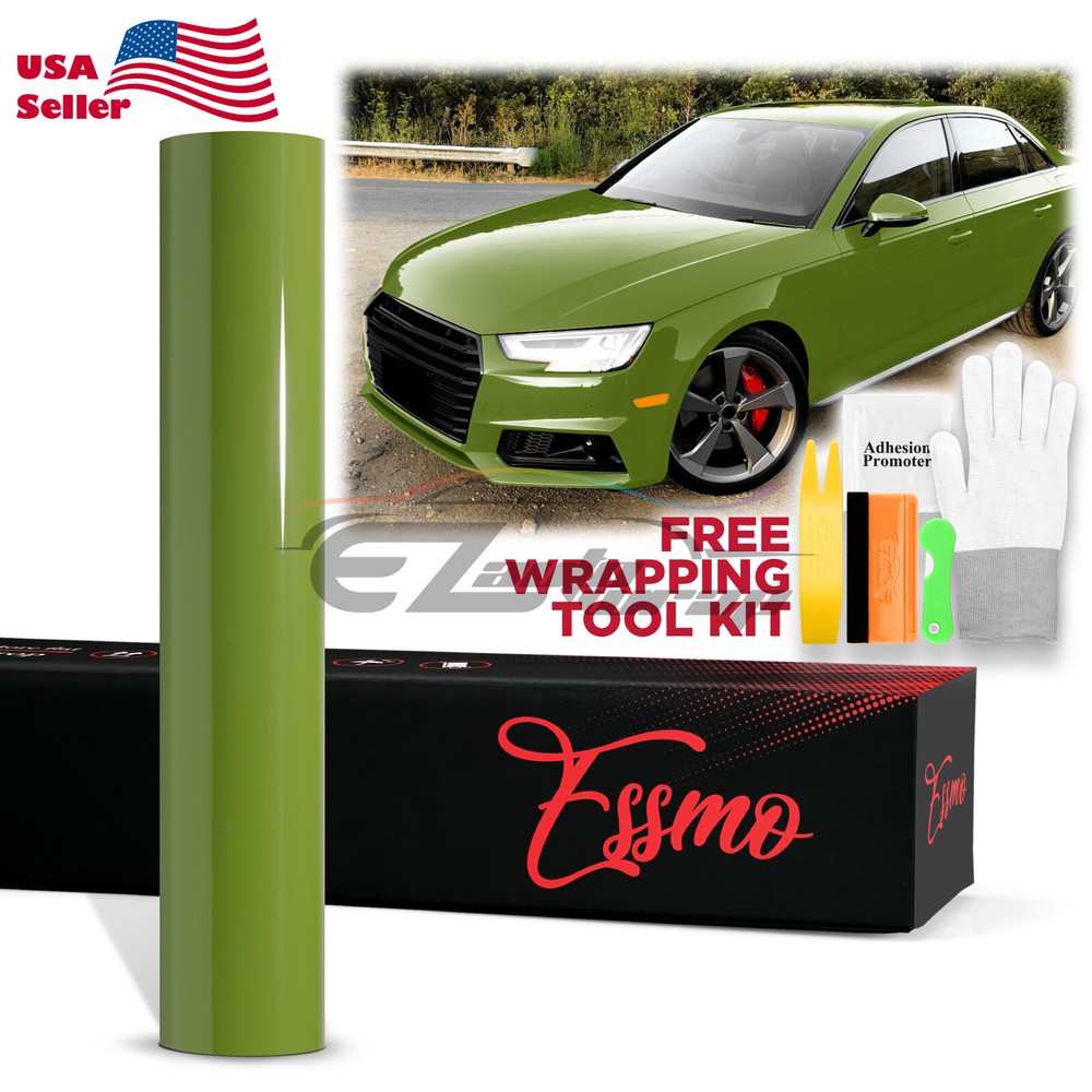 ESSMO PET Super Gloss Racing Green Car Vehicle Vinyl Wrap Decal Sheet Like Paint