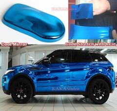 65FT Blue Flexible Entire Car SUV Mirror Chrome Vinyl Wrap Hood Roof Sticker BO
