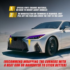 For Lexus IS 2021-2025 Purple Smoked Headlight DRL Tint Overlay Vinyl 2-10X