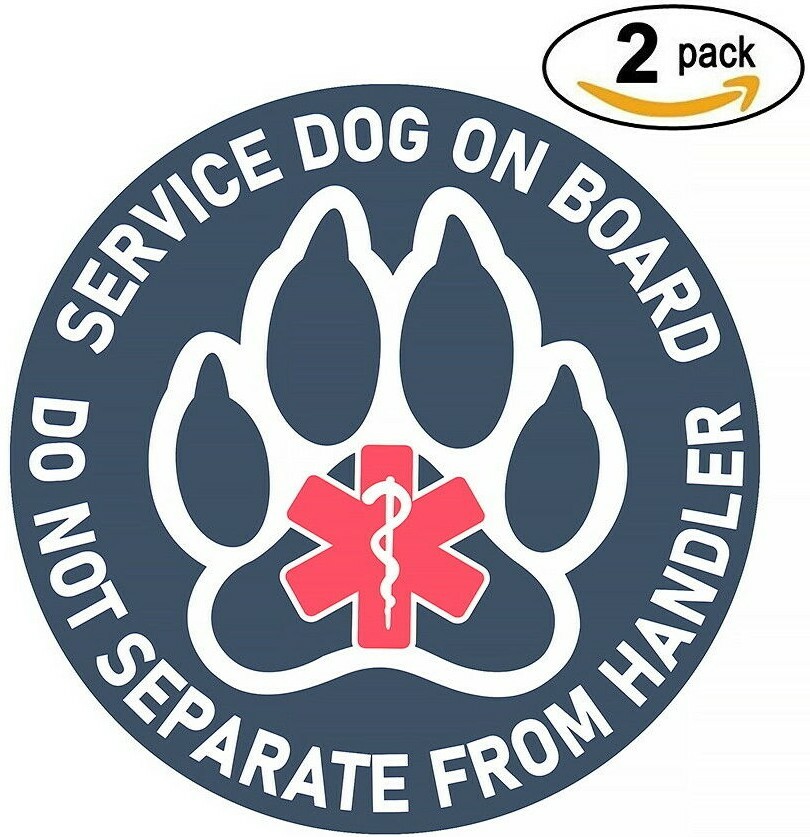 Service Dog On Board DECAL STICKER Do Not Separate From Handler | 2-Pack Decals