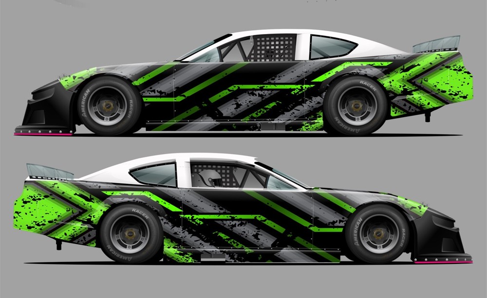 Race Car Side Wrap Decals Late Model, Street Stock, Modified Red and Black #57