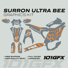 Surron Ultra Bee Graphics Kit FOX RACE LINE Grey Orange Decals Stickers