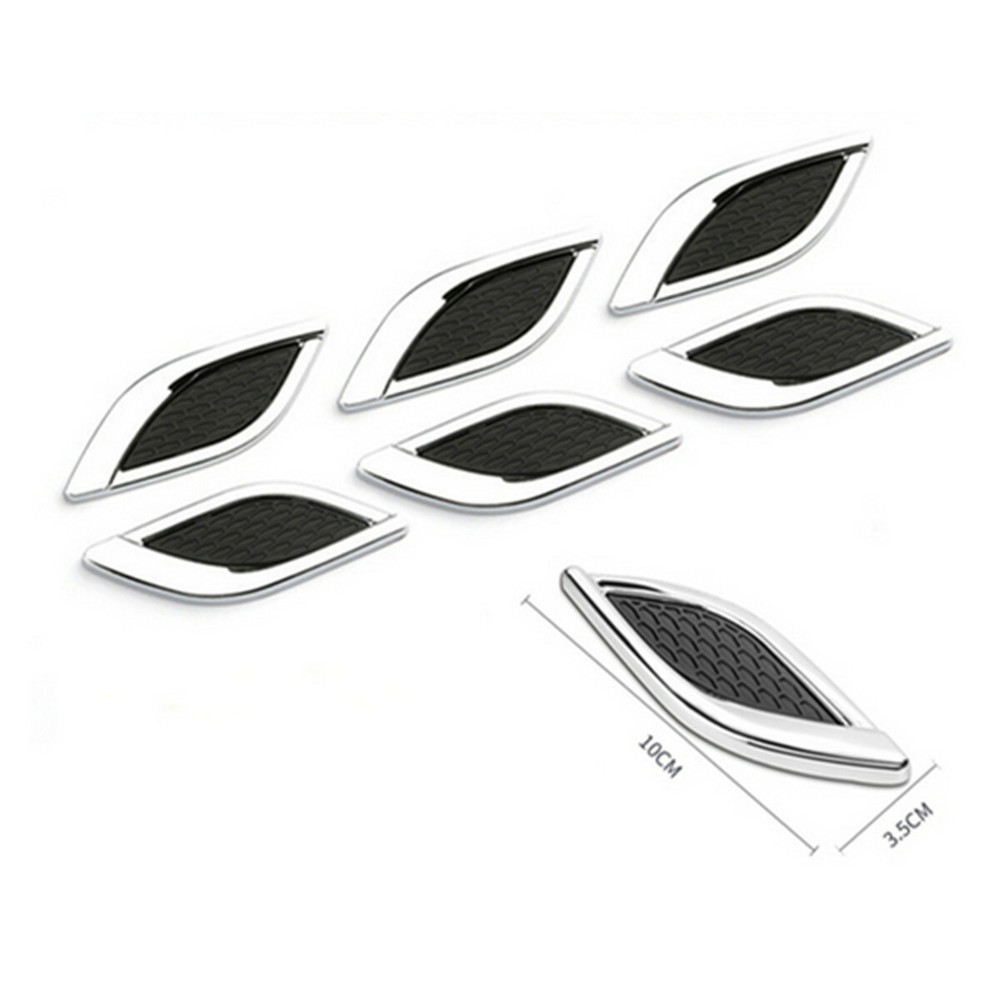 3D Chrome Metal Sticker Fake Air Vent Trim Fit For Car Fender Hood Intake Decor