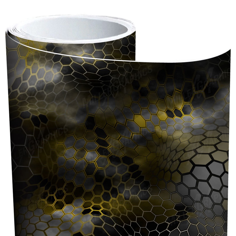 Camo Chameleon “Black and Yellow” Wrap Vinyl Roll Sheet 3M – Many Sizes