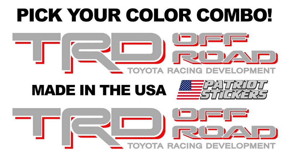 Pair (2) TRD Off Road Stickers Decals, Fits Toyota Tacoma, Tundra, 4Runner, FJ