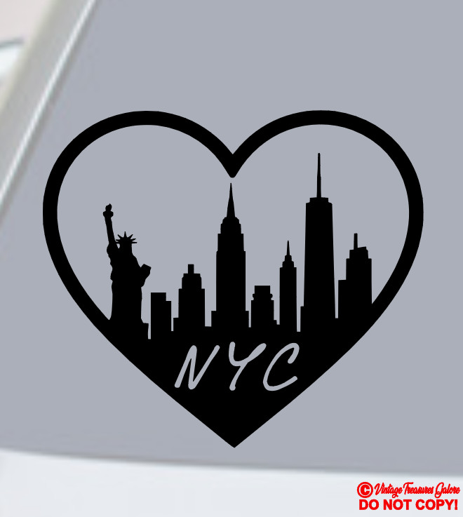NEW YORK CITY HEART Vinyl Decal Sticker Car Window Bumper Statue of Liberty NYC