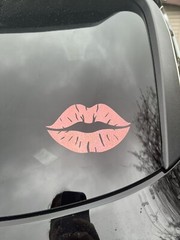 Kiss Lips Pink Car Decal Holographic Permanent Vinyl 5×3” Sparkle Color Changing