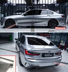 Silver Gloss Bright Metallic Paint Entire Car Vinyl Wrap SUV Roof Sticker PVC US