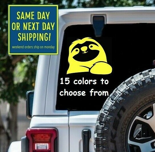 8 Size Smiling Sloth Face Car Window Decal Sticker MacBook Laptop Tablet Gift