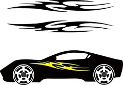 S19 Automotive vinyl side graphics decals 6″ x 55″
