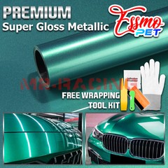ESSMO PET Super Gloss Metallic Emerald Green Vehicle Vinyl Wrap Decal Like Paint
