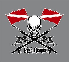 Fish Reaper Skull Diver Down Flag Speargun Car Boat Truck Vinyl Decal Sticker