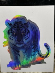 BLUE TIGER Multicolor LED Holographic Rainbow Metallic 3” Vinyl Decal Sticker