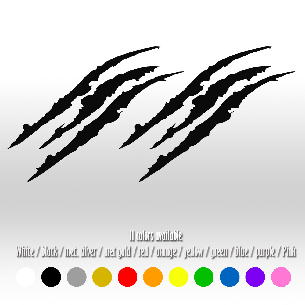 2 pcs 15” Black Monster Claw Marks Window Hood Body Diecut Vinyl Decal sticker