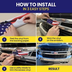 Chevy Silverado American Flag Grille Tailgate Bowtie Overlay Blue, Red, White