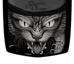 Grayscale Dark Bright Slit Eyed Dragon Hood Wrap Vinyl Graphic Decal 58″ x 65″
